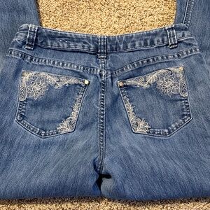 Christopher & Banks Denim Straight Leg Jeans with Embroidery